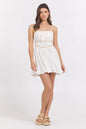 White Mini Dress/ Tan Stitch