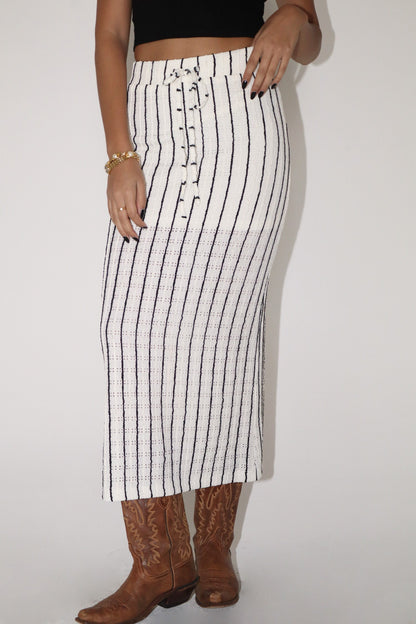 Black & Cream Stripe Maxi Skirt