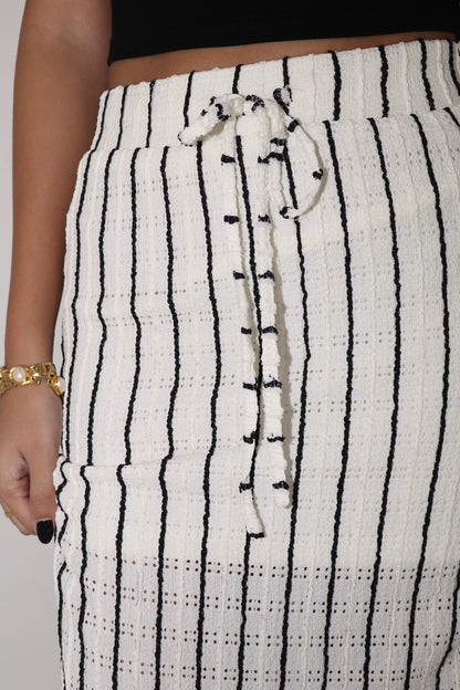 Black & Cream Stripe Maxi Skirt