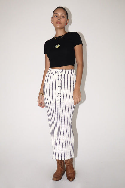 Black & Cream Stripe Maxi Skirt