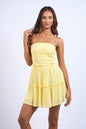 Open Back Tie Ruffle Tube Mini Dress