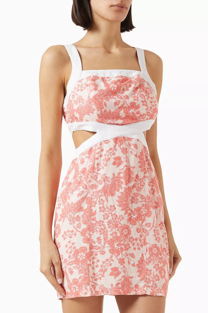 Petal Contrast Mini Dress