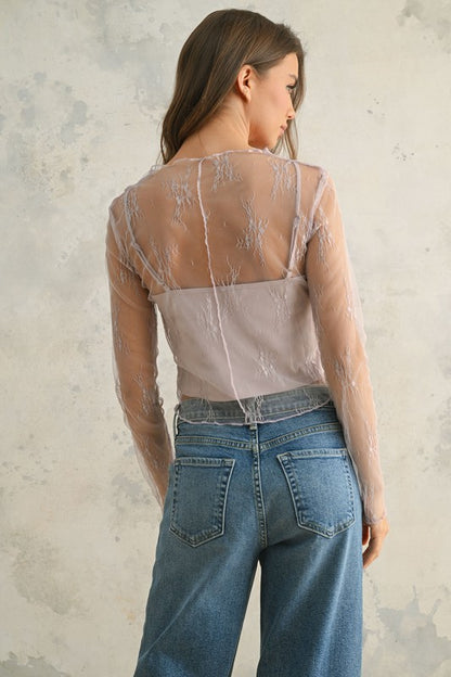 Long Sleeve Lace Top With Lining