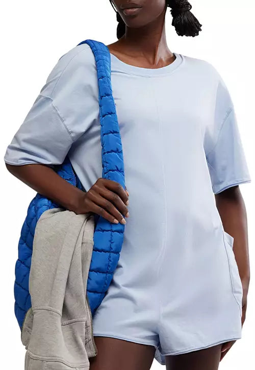 Hot Shot Tee Romper- Steel Blue