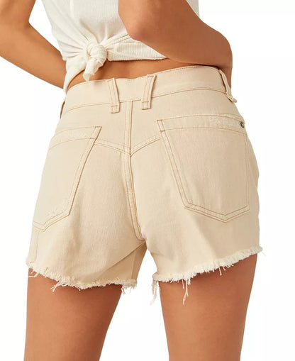 Now or Never Denim Shorts, Ecru
