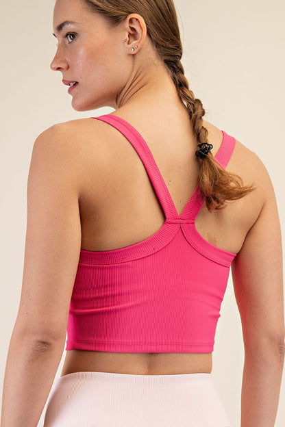 Hot Pink Racerback Crop Rib Tank