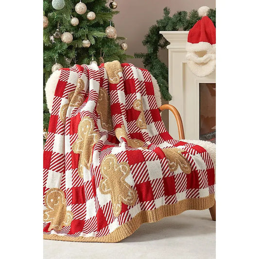 Gingerbread Check Luxury Blanket