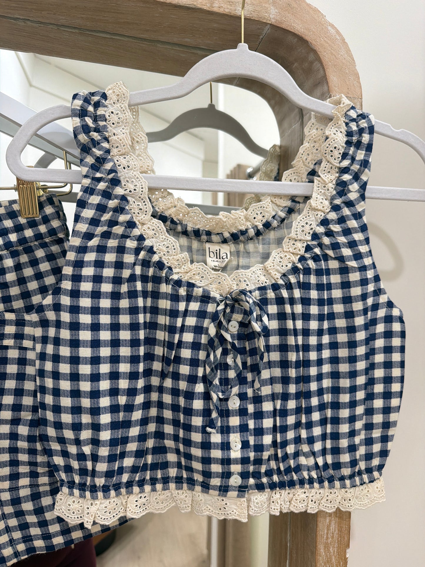 Percy Top Navy Gingham
