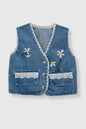 Cotton Denim Embroidered Vest