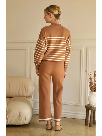 Striped Knit Pullover Sweater