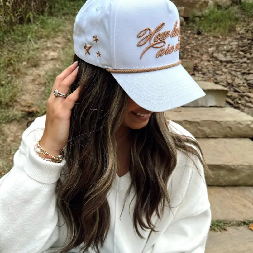 How Lucky Are We White Vintage Hat