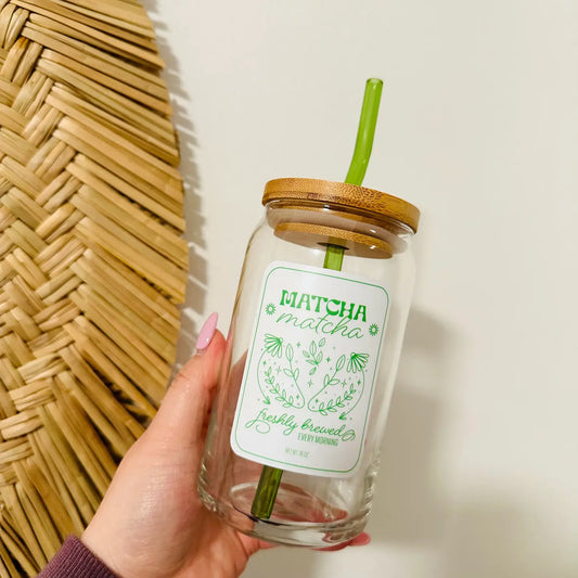 Aesthetic Matcha Beer Can Glass