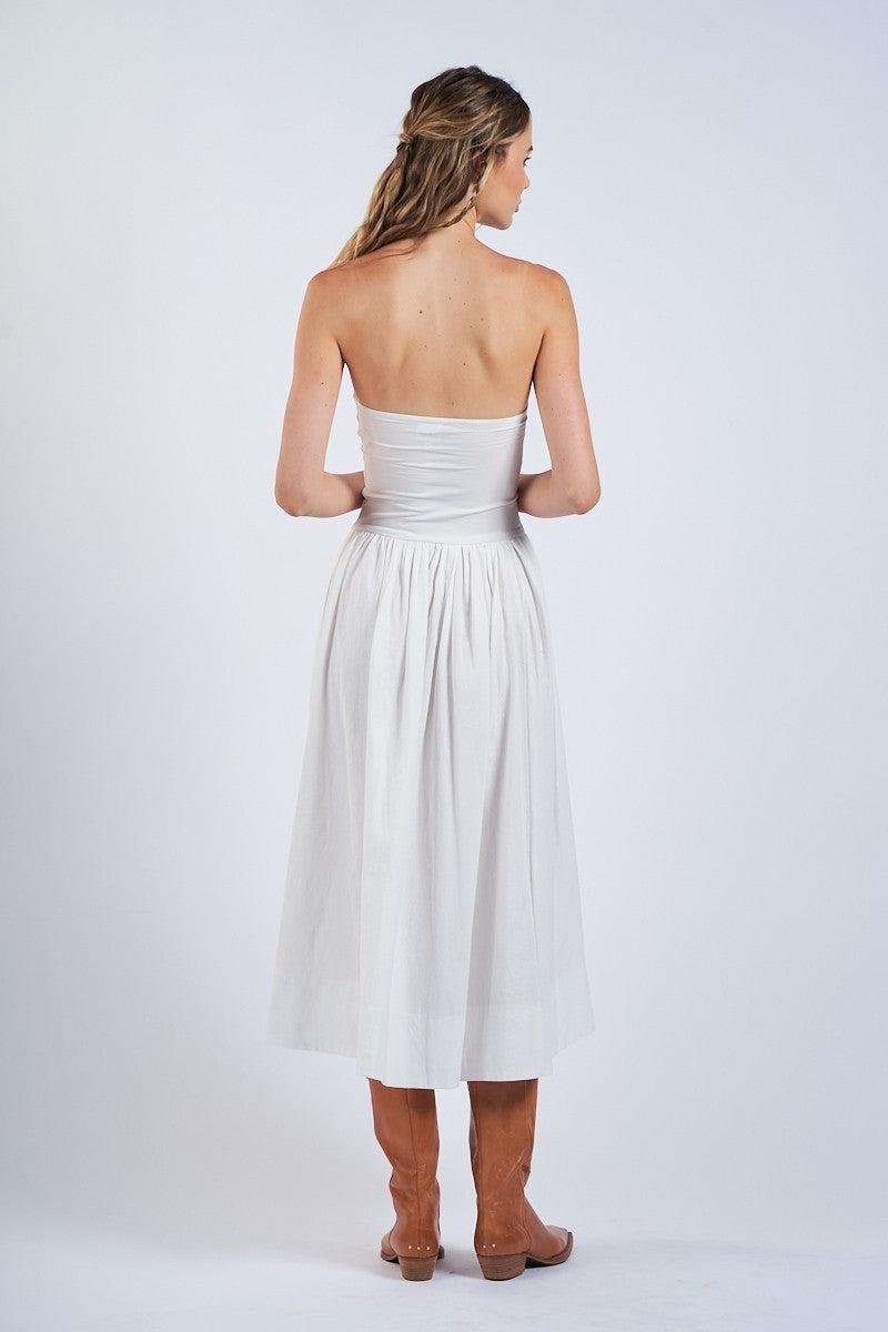 White Midi Drop Waist Dress