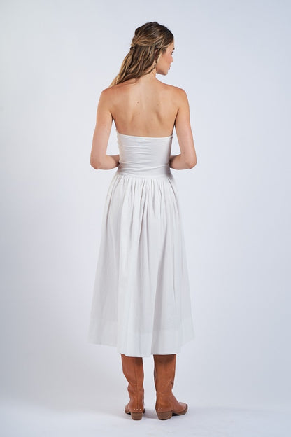White Midi Drop Waist Dress