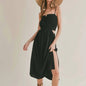 At Ease Linen Midi Dress- Black