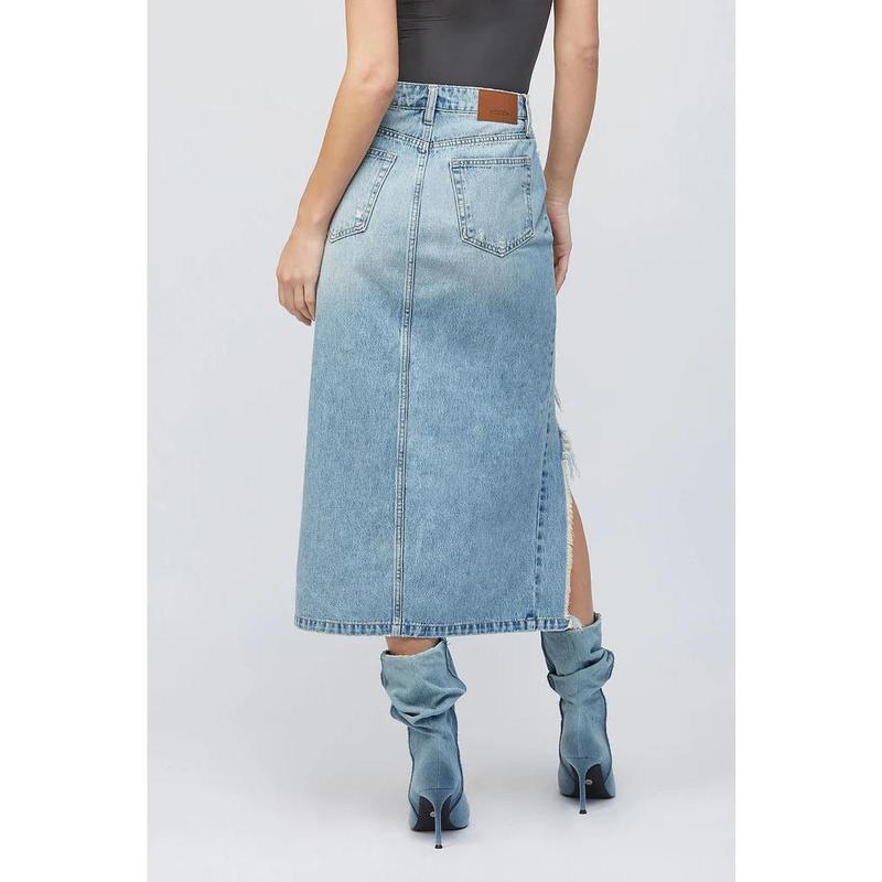 Peyton Distressed Midi Skirt