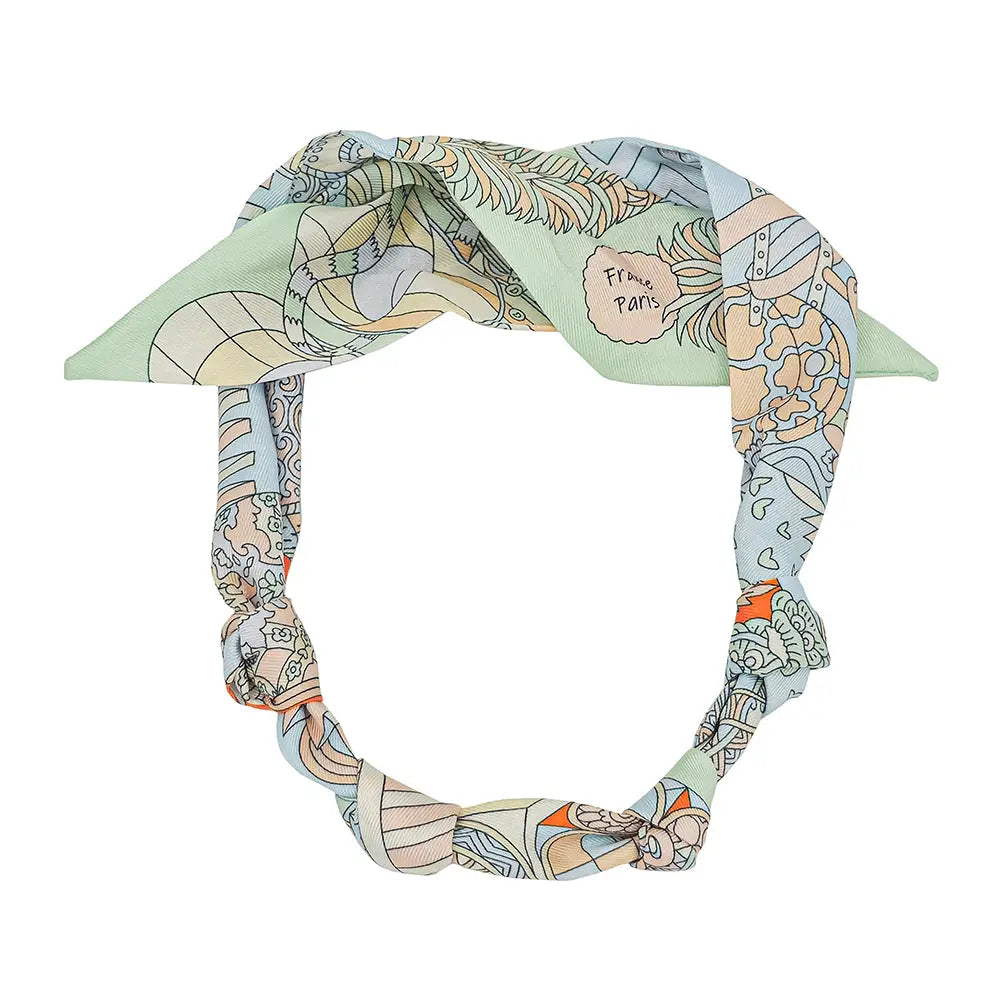 Mint/Cream Knotted Scarf Necklace