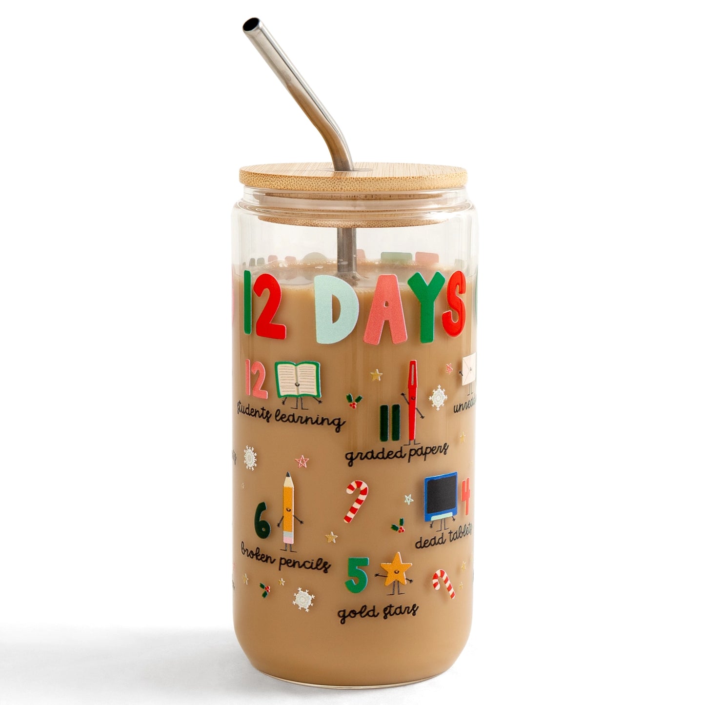 12 Days of Teaching Christmas Glass Can