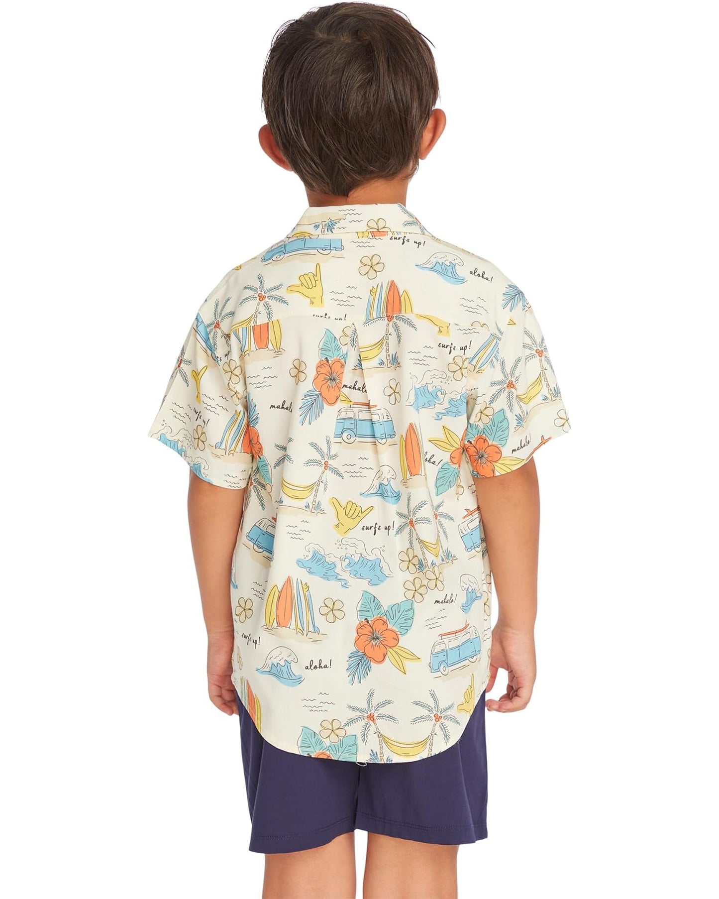 Boys Surf's Up Collared Shirt - coconut milk
