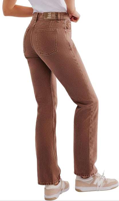 Xena Slim Straight Pants Choc Mousee