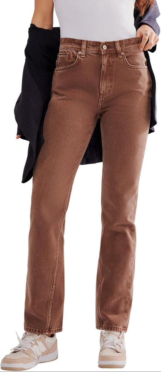 Xena Slim Straight Pants Choc Mousee