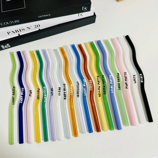 Wavy Reusable Glass Straw