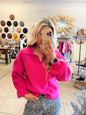 V-neck Sweater Hot Pink