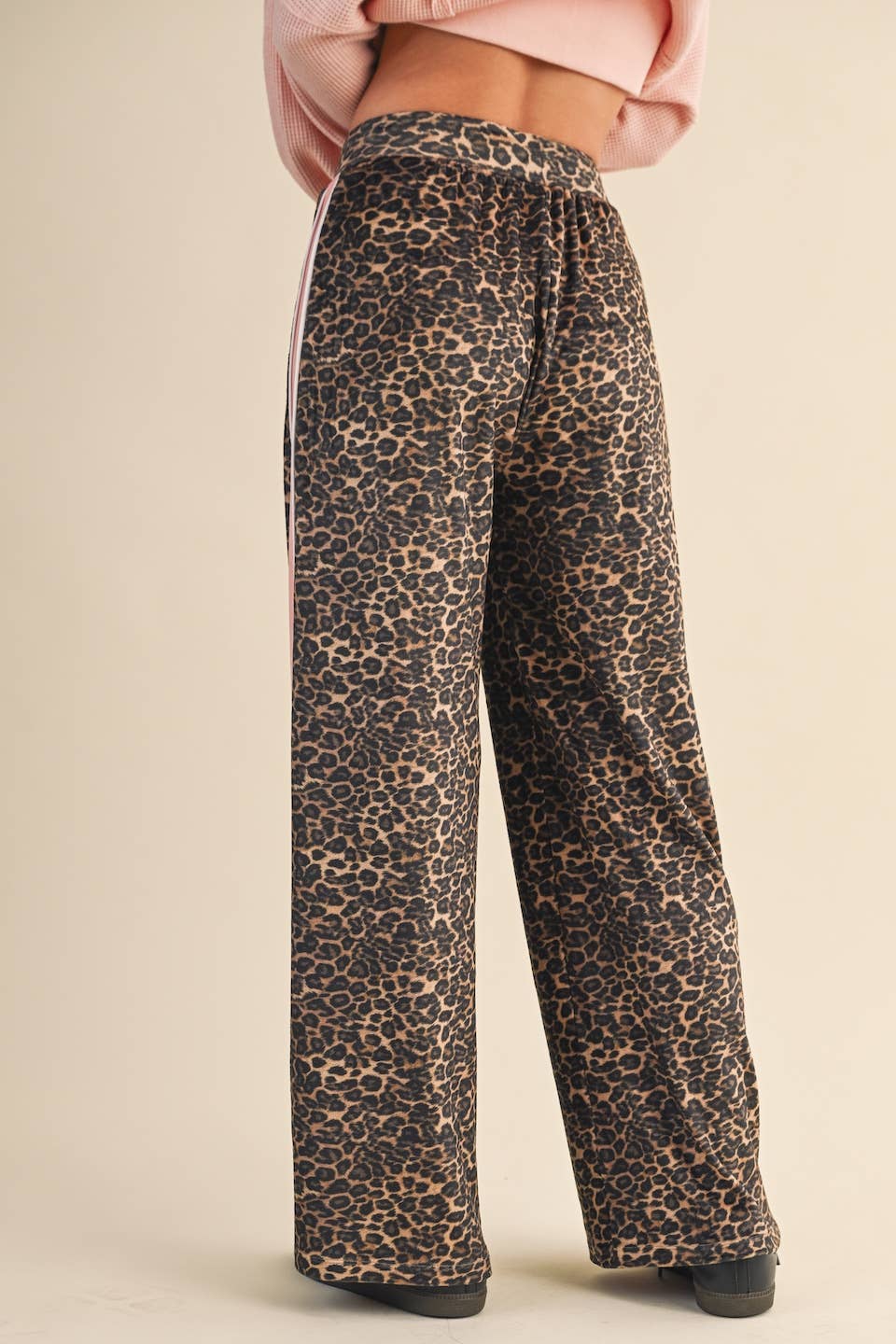 Leopard Velour Track Pants