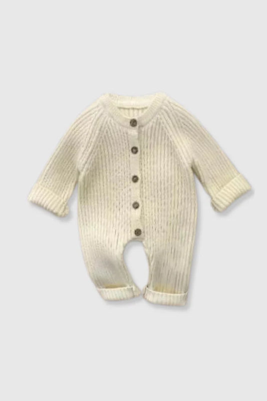 Kid's Knit Sweater Romper - Cream