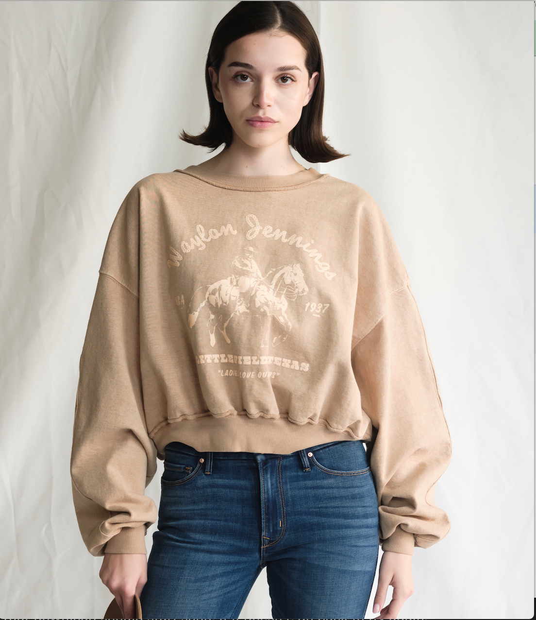 Waylon Jennings Hometown Cropped Sweatshirt