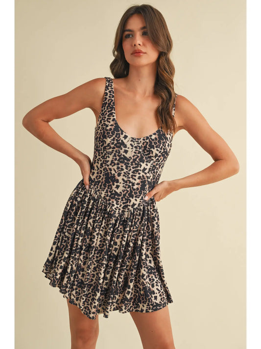 Leopard Bustier Mini Dress