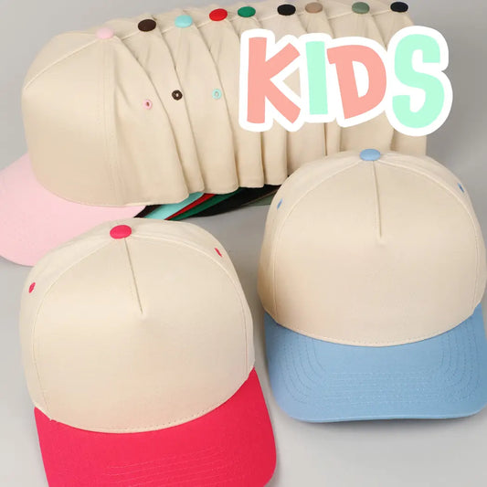 Kids Plain Two Tone Canvas Hat