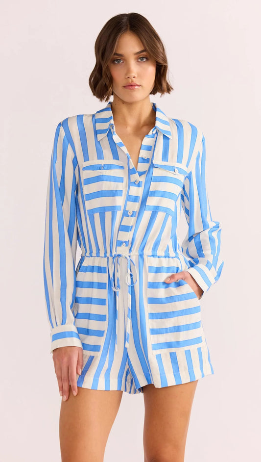 Nimue Stripe Playsuit, Blue