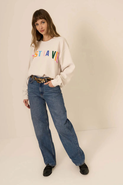 C'est La Vie Raw Hem Sweatshirt