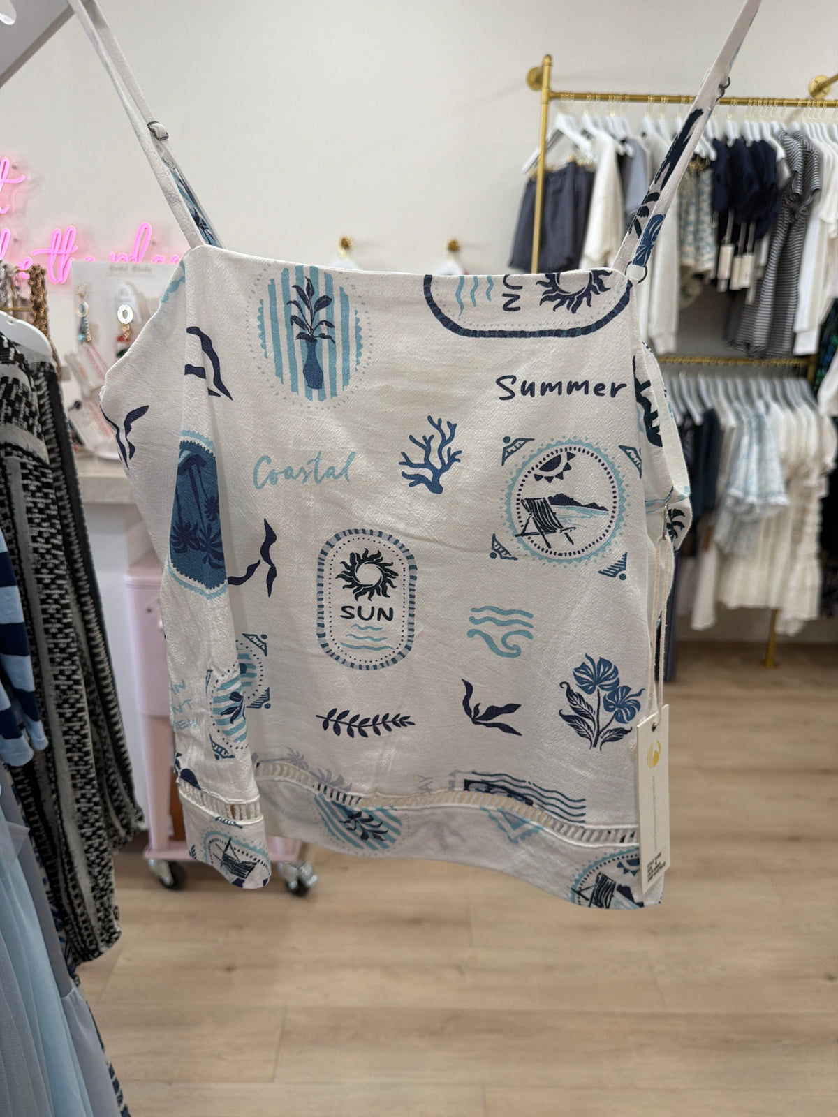 summer stamp printed cotton tank