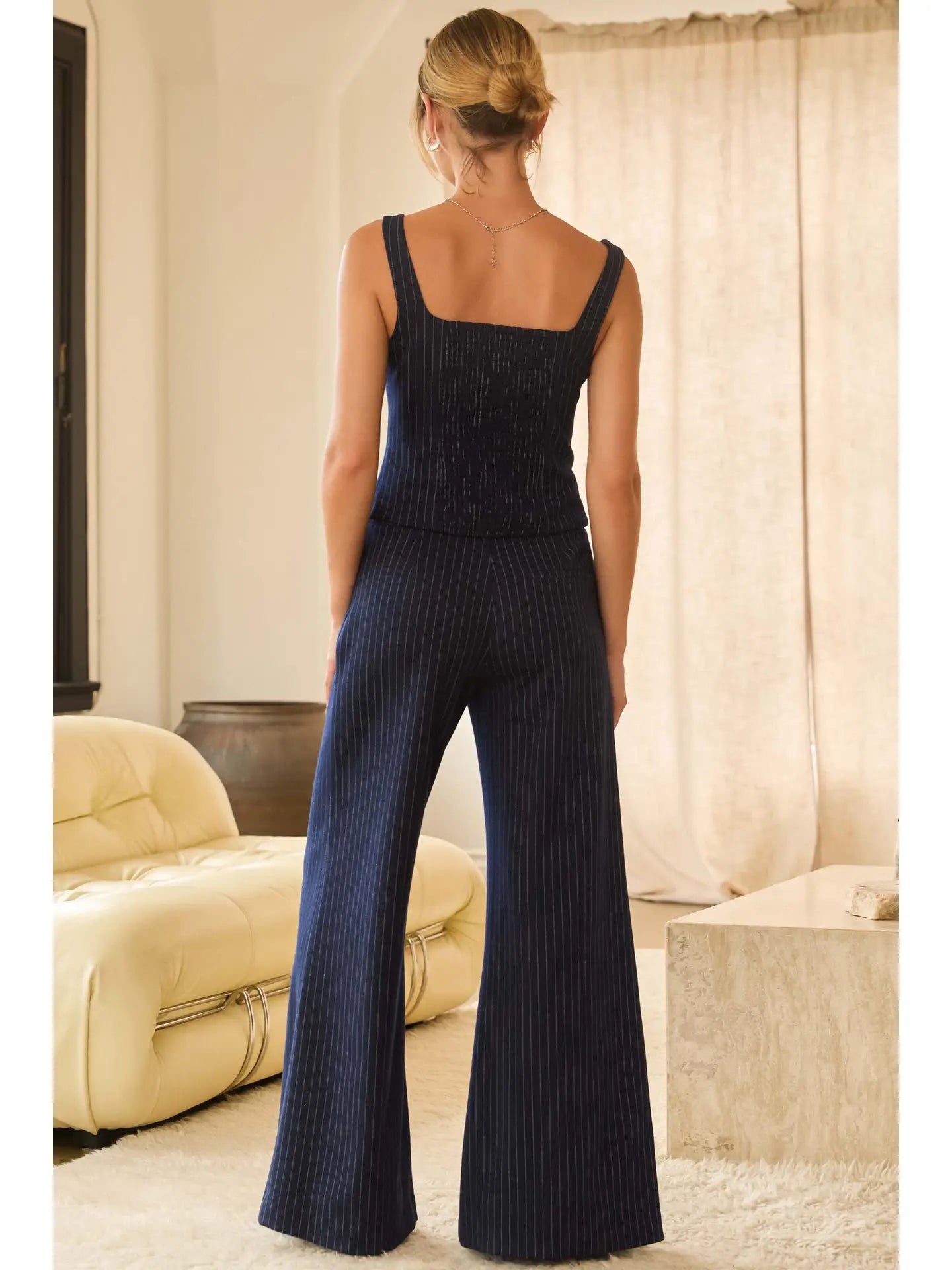 Pinstripe Wide Leg Trousers