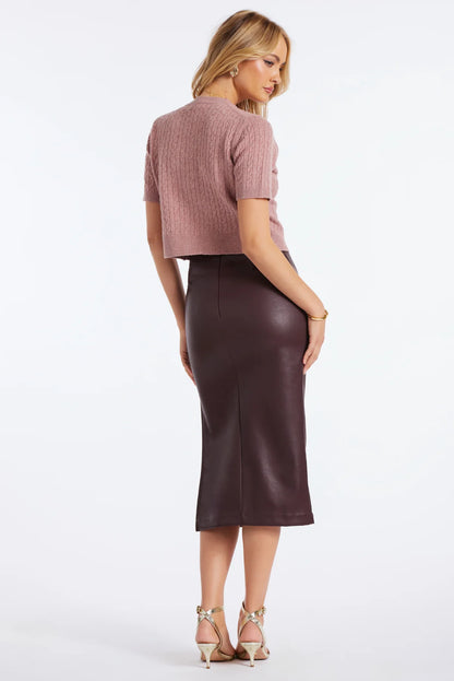E'Toile Cable Cardigan Short Sleeve, Petal
