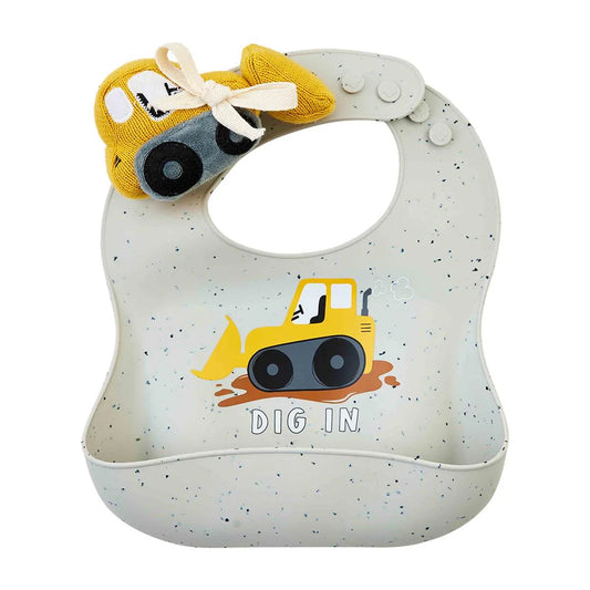 Bulldozer Bib/Rattle Set