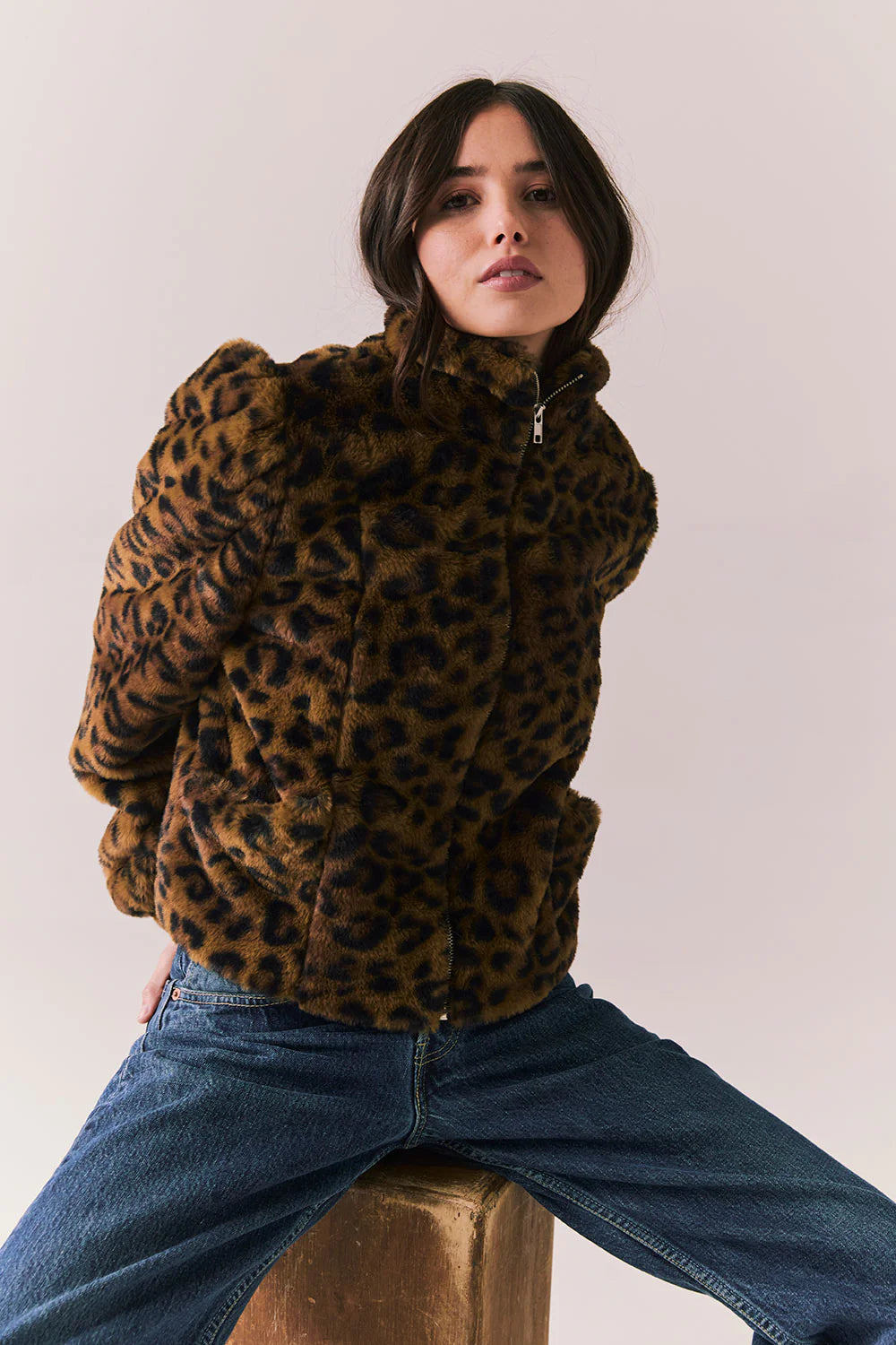Leopard Puff Sleeve Jacket