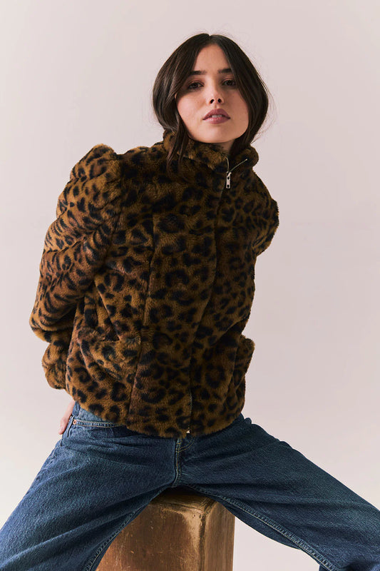 Leopard Puff Sleeve Jacket