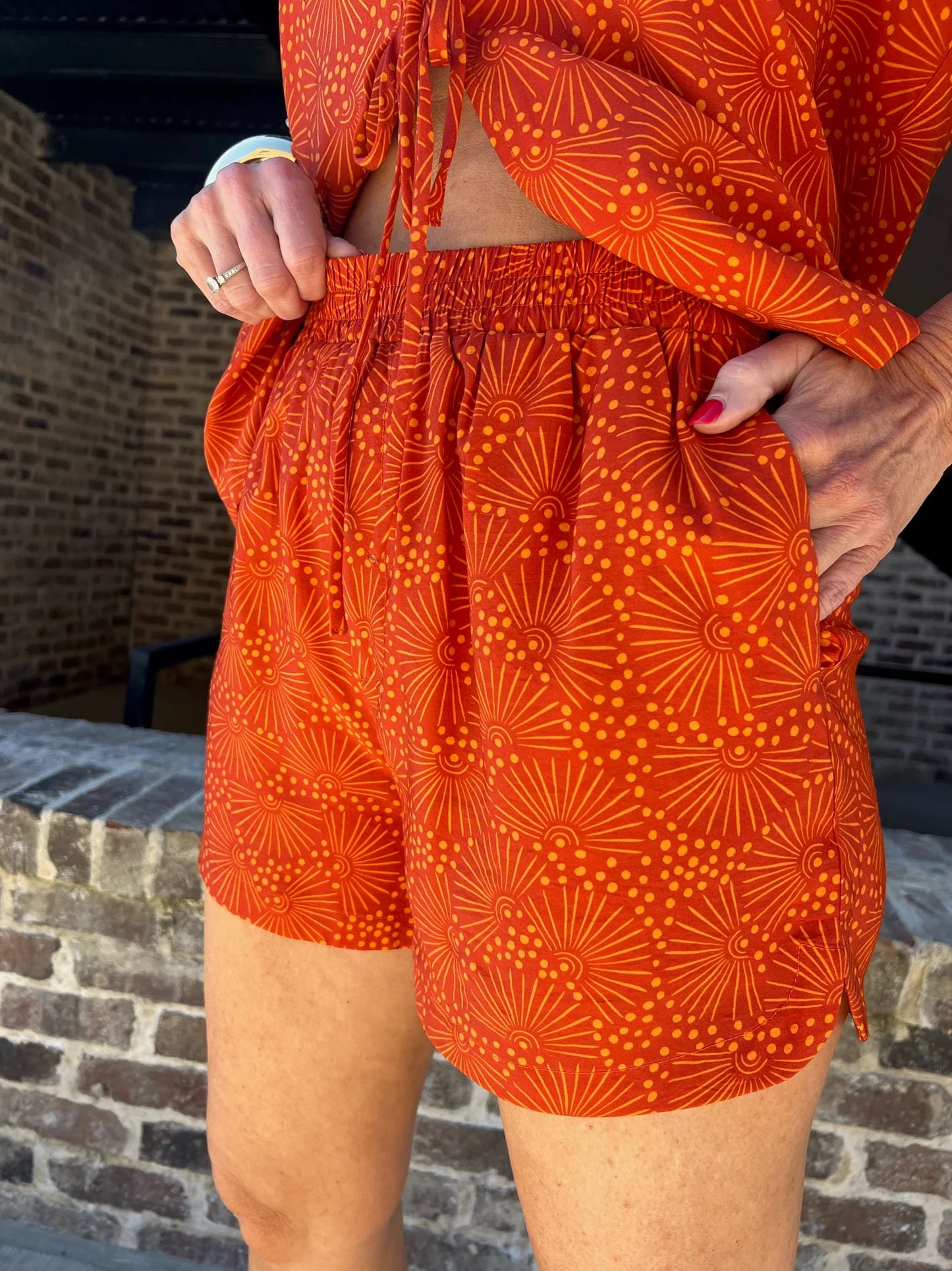 Front Tie Open back & Shorts Set Desert Clay