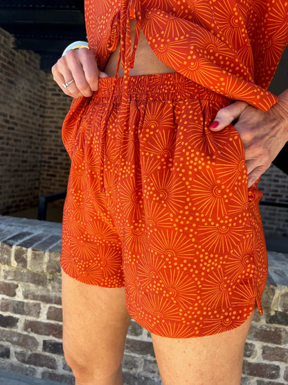 Front Tie Open back & Shorts Set Desert Clay