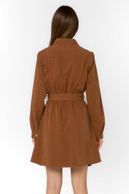 Deena Long Sleeve Brown Mini Dress