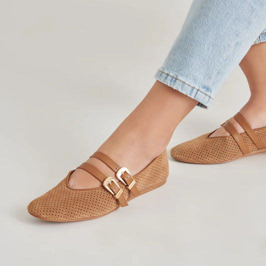 Baylee Grommet Ballet Flat - Pecan Suede