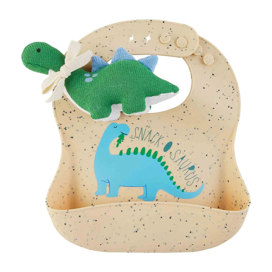 Dino Bib/Rattle Set