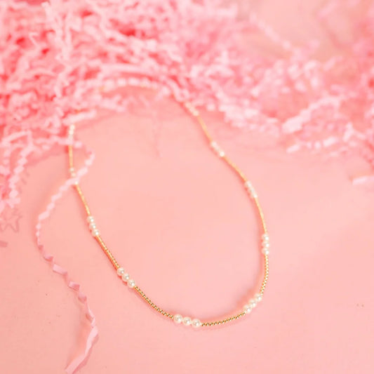 ILY Pearl Beaded Necklace 18"