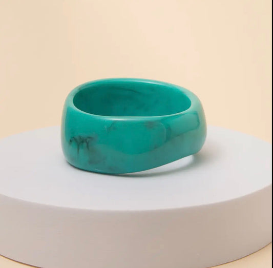 Marbled Resin Bangle Bracelet - Turquoise