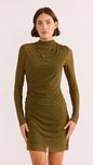 Elodie Mesh Mini Dress - Olive Kahki