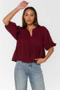 Ferlita Short Puff Sleeve Burgundy