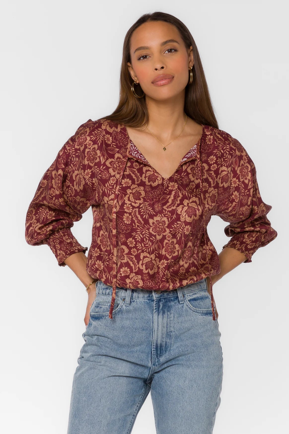 Freya Long Sleeve Sangria Floral